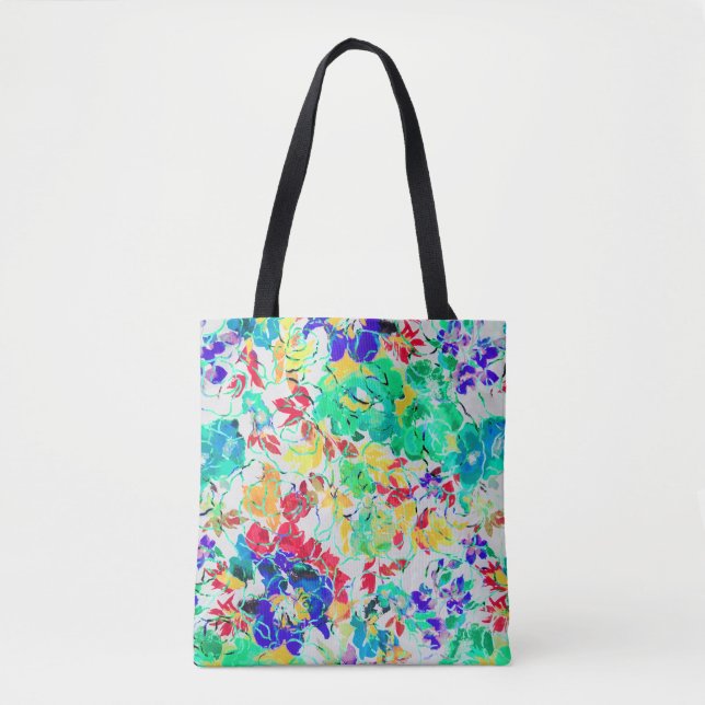 Cute abstract floral pattern jigsaw puzzle tote bag (Front)