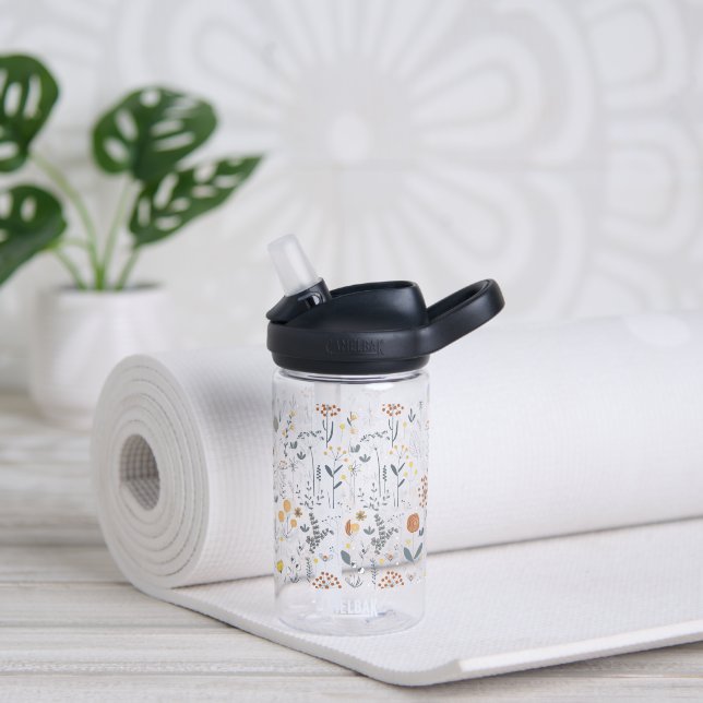 Cute Abstract Floral Seamless Pattern Water Bottle (Yoga)