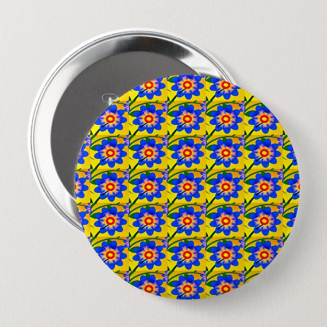 Cute Abstract Flowers Pattern 10 Cm Round Badge (Front & Back)
