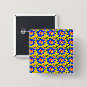 Cute Abstract Flowers Pattern 15 Cm Square Badge