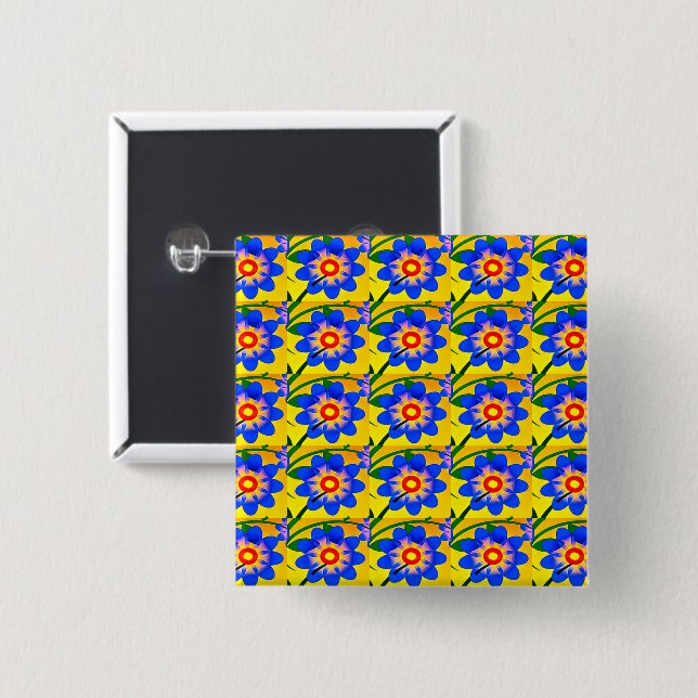 Cute Abstract Flowers Pattern 15 Cm Square Badge (Front & Back)