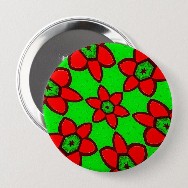 Cute Abstract Flowers Pattern Button (Front & Back)