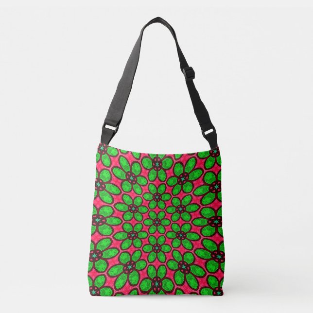Cute Abstract Flowers Pattern Crossbody Bag (Front)