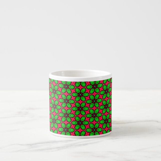 Cute Abstract Flowers Pattern Espresso Cup (Front)