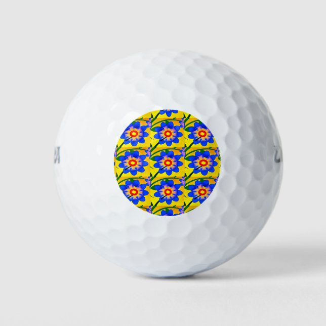 Cute Abstract Flowers Pattern Golf Balls (Front)