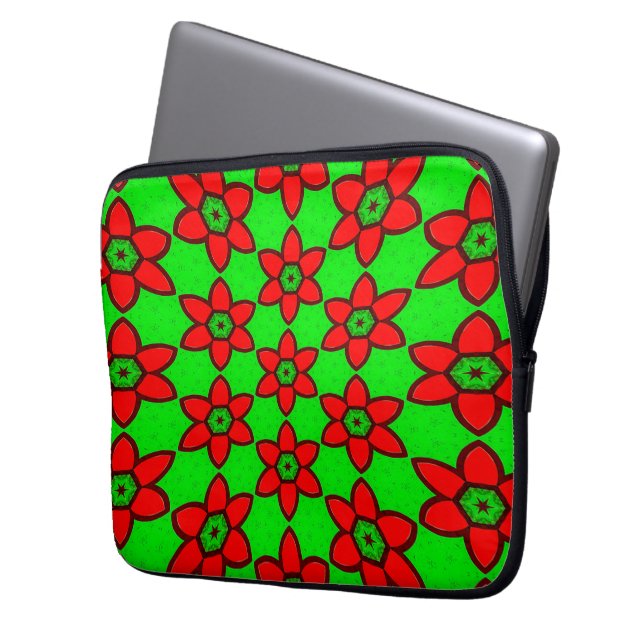 Cute Abstract Flowers Pattern Laptop Sleeve (Front Left)