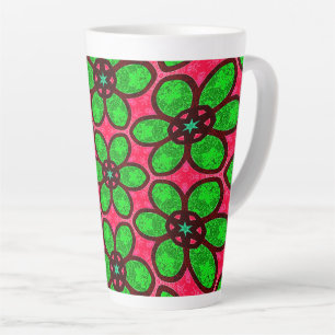 Cute Abstract Flowers Pattern Latte Mug