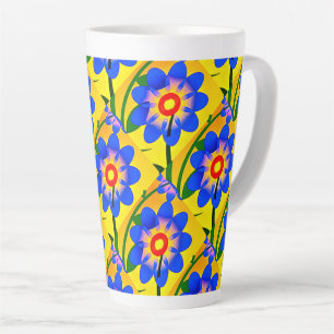 Cute Abstract Flowers Pattern Latte Mug