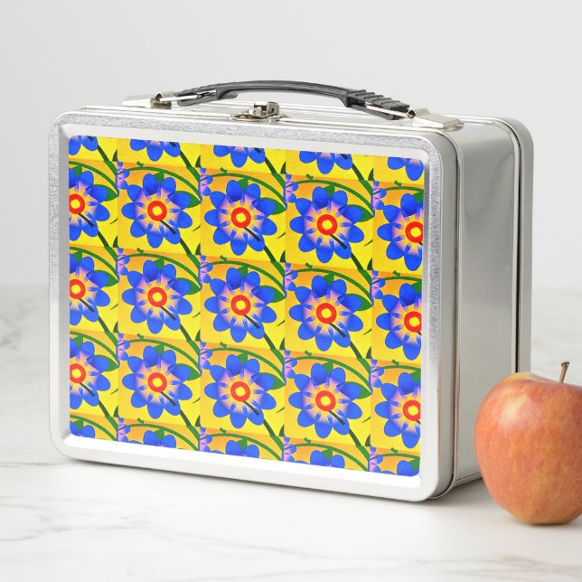 Cute Abstract Flowers Pattern Metal Lunch Box (In Situ)