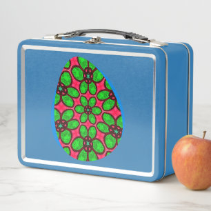 Cute Abstract Flowers Pattern Metal Lunch Box
