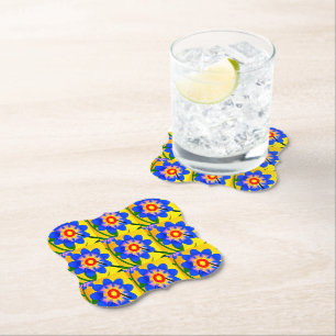Cute Abstract Flowers Pattern Paper Coaster