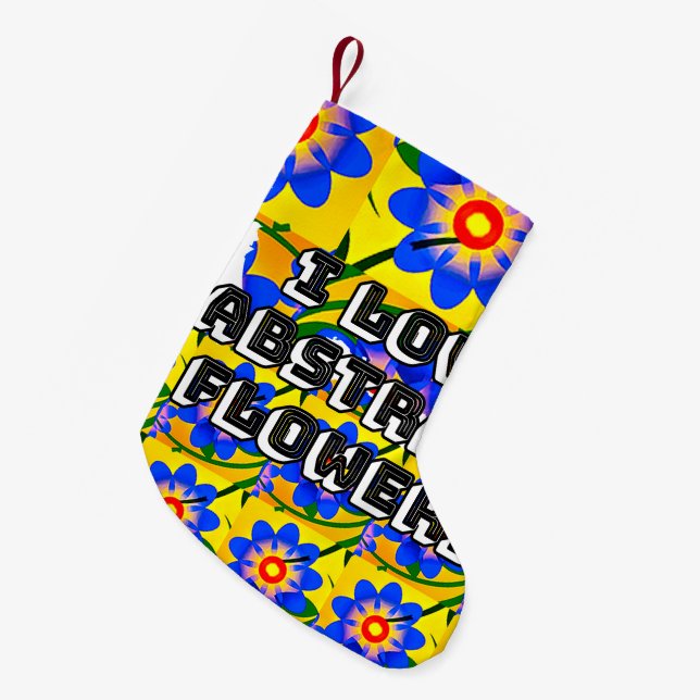 Cute Abstract Flowers Pattern Small Christmas Stocking (Front (Hanging))