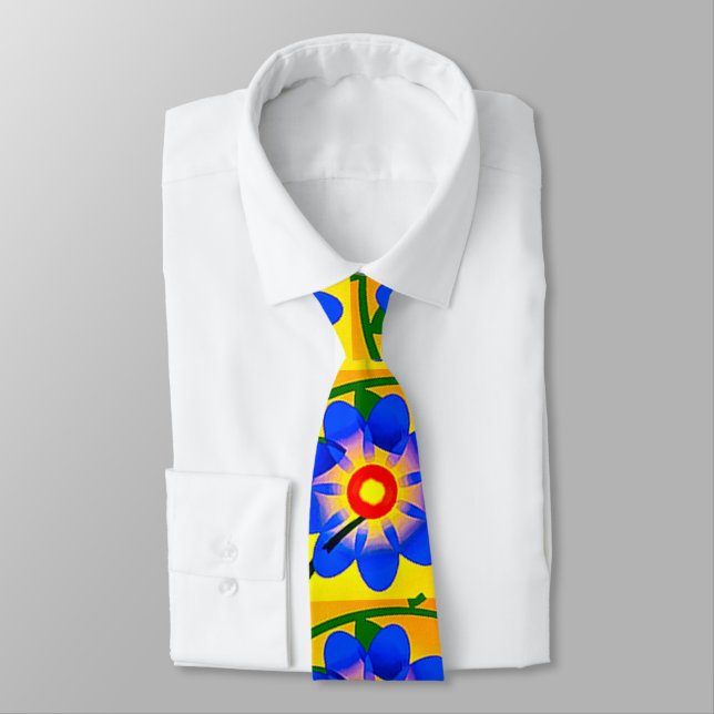 Cute Abstract Flowers Pattern Tie (Tied)
