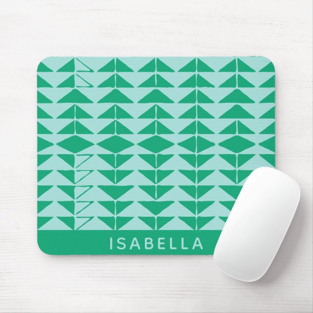 Cute Abstract Geometric Shapes in Green and Blue Mouse Pad (With Mouse)