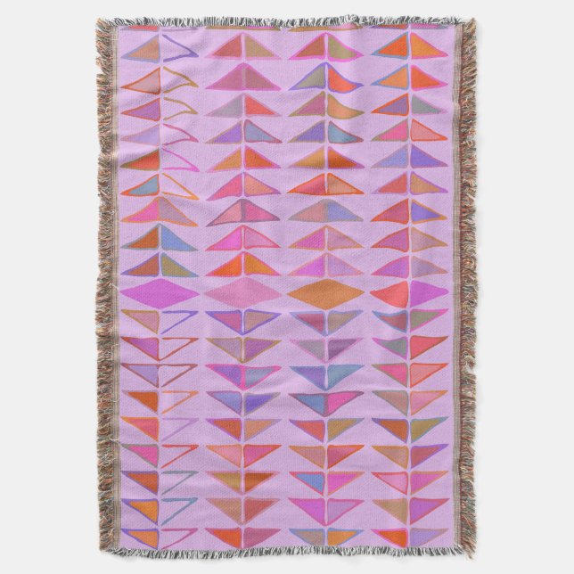 Cute Abstract Geometric Shapes in Lavender Purple Throw Blanket (Front Vertical)