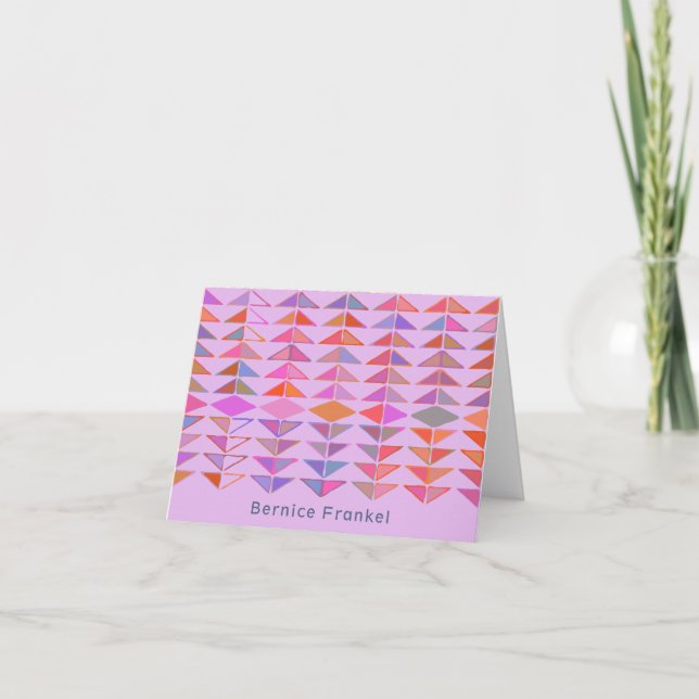 Cute Abstract Geometric Shapes Purple Personalised Note Card (Front)