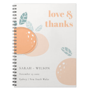 Cute Abstract Green Orange Fruity Bold Wedding Notebook