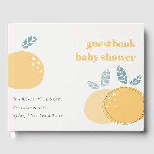 Cute Abstract Lemon Citrus Fruity Bold Baby Shower Guest Book