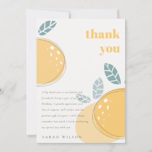 Cute Abstract Lemon Fruity Bold Any Age Birthday Thank You Card