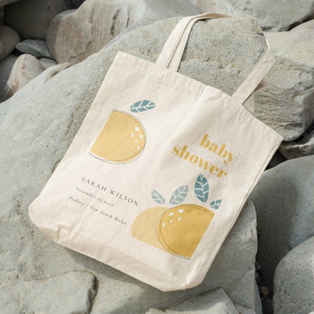 Cute Abstract Lemon Fruity Bold Baby Shower Tote Bag (Creator Uploaded)