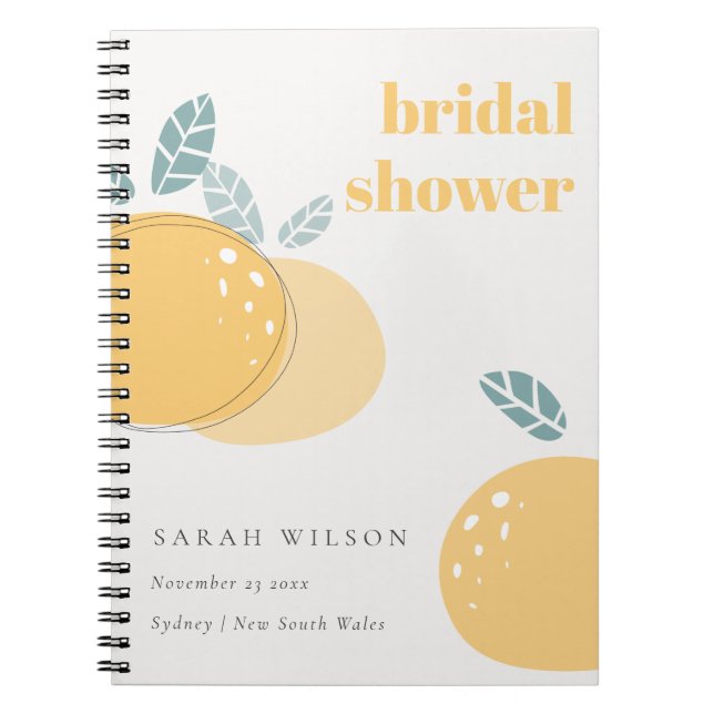Cute Abstract Lemon Fruity Bold Bridal Shower  Notebook (Front)