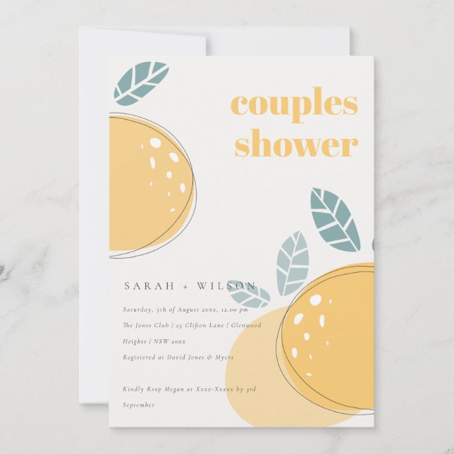 Cute Abstract Lemon Fruity Bold Couples Shower Invitation (Front)