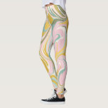 Cute Abstract Marble Swirl in Earthy Pink and Gold Leggings<br><div class="desc">Whimsical marble pattern with colourful swirls of pastel pink,  teal,  and gold.</div>