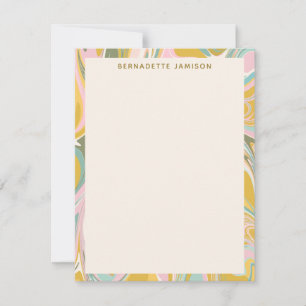 Cute Abstract Marble Swirl Pink Gold Personalised Card