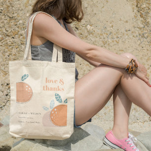Cute Abstract Orange Fruity Bold Wedding Thanks Tote Bag