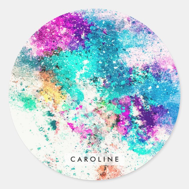 Cute Abstract Painting Classic Round Sticker (Front)