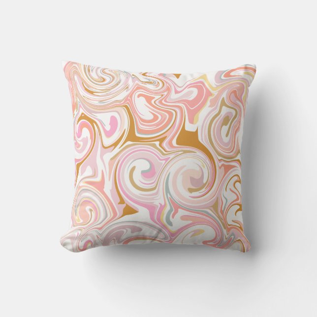Cute Abstract Pastel Pink Marble Art Cushion (Front)