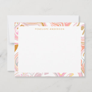 Cute Abstract Pastel Pink Marble Art Personalised Card