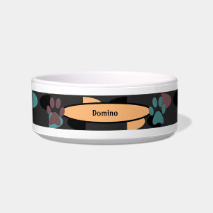 Cute Abstract Patterned Pet Bowl with Paws