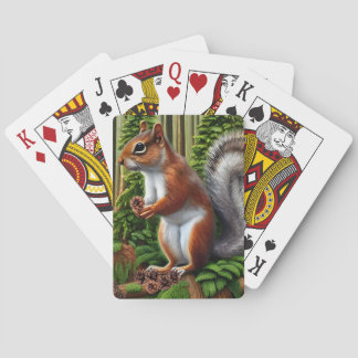 Cute Abstract Squirrel With Pinecones Playing Cards