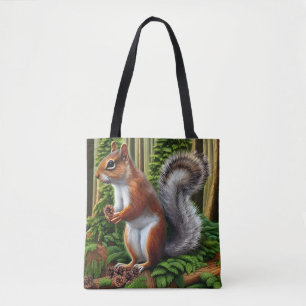 Cute Abstract Squirrel With Pinecones Tote Bag