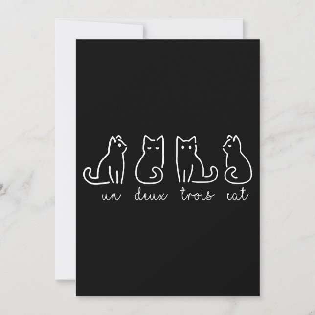 Cute Abstract Un Deux Trois Cat French Kitty (Front)