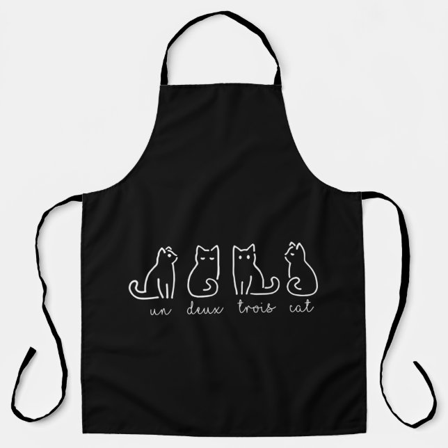 Cute Abstract Un Deux Trois Cat French Kitty Apron (Front)