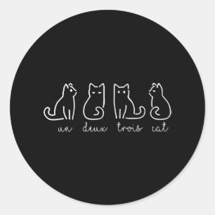 Cute Abstract Un Deux Trois Cat French Kitty Classic Round Sticker