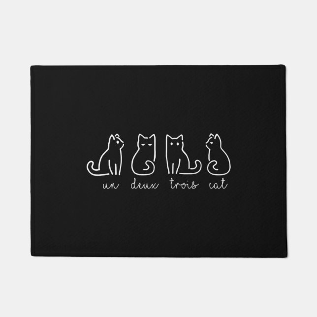 Cute Abstract Un Deux Trois Cat French Kitty Doormat (Front)
