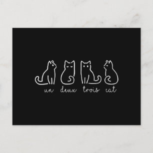 Cute Abstract Un Deux Trois Cat French Kitty Holiday Postcard