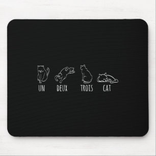 Cute Abstract Un Deux Trois Cat French Kitty Mouse Pad