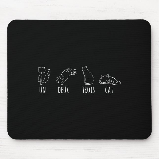 Cute Abstract Un Deux Trois Cat French Kitty  Mouse Pad (Front)