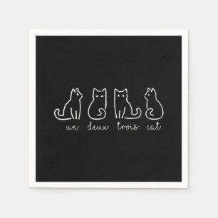 Cute Abstract Un Deux Trois Cat French Kitty Napkin