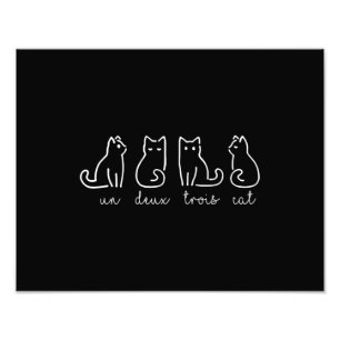Cute Abstract Un Deux Trois Cat French Kitty Photo Print
