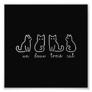 Cute Abstract Un Deux Trois Cat French Kitty Photo Print
