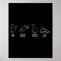 Cute Abstract Un Deux Trois Cat French Kitty