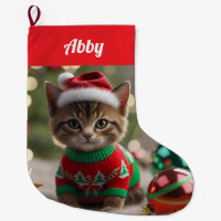 Cute Abyssinian Cat Christmas Personalised