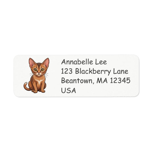Cute Abyssinian Cat Label Return Address Label (Front)
