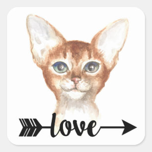 Cute Abyssinian Cat Mum Kitten Kitty Love Hello Square Sticker