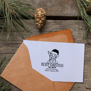 Cute Abyssinian Cat Return Address Christmas Rubber Stamp